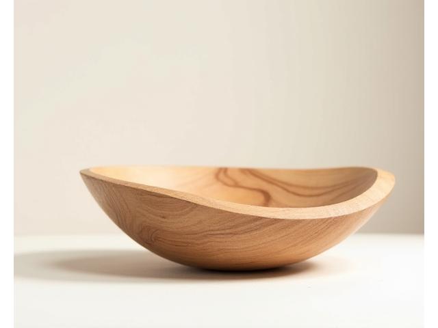 Hand-carved decorative wooden fruit bowl